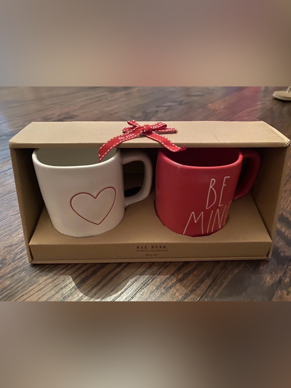 Rae Dunn Red and White Heart & "Be Mine" Mug Duo